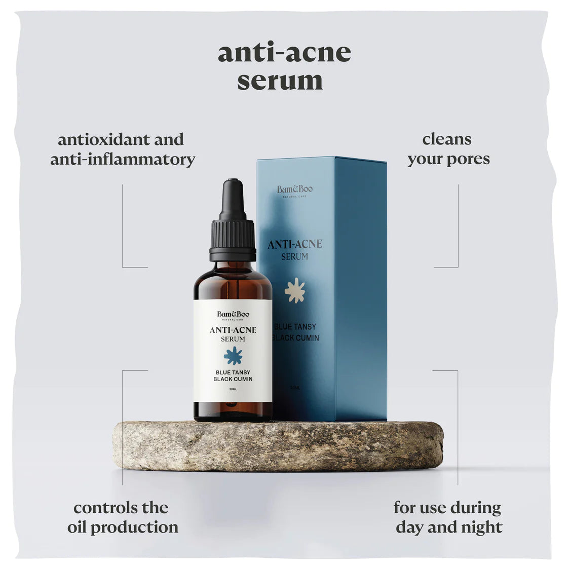 SÉRUM ANTI-ACNE TANSY AZUL E COMINHOS PRETOS 30ml